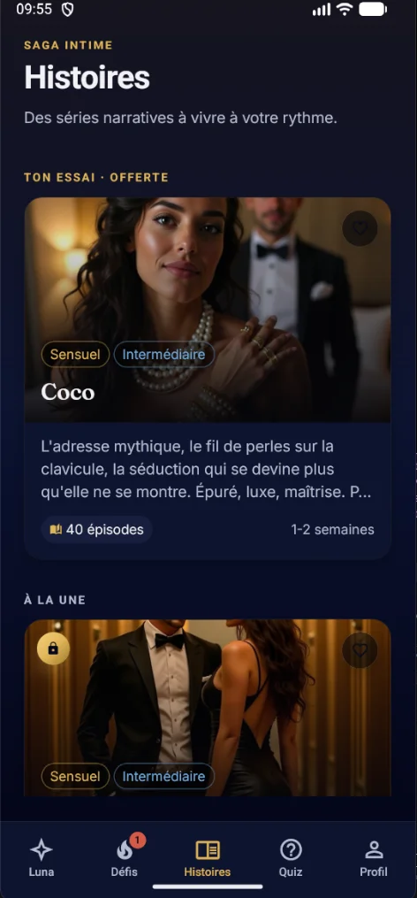 Capture Ozer — écran Histoires et séries narratives